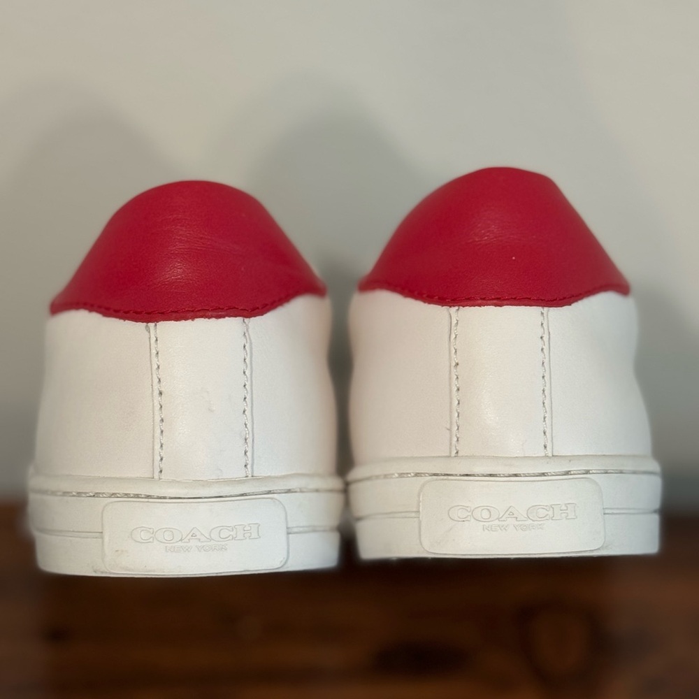 Coach White Sneakers with Red Detail - Picture 6 of 9
